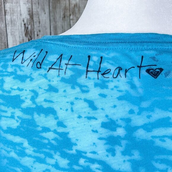 Roxy Burnout Tee | 3/4 Sleeve | Aqua Blue | Medium | Scoop Neck Top | Women's - Picture 9 of 13